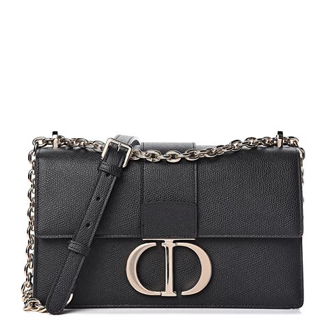 30 Montaigne Chain Bag Black Grained Calfskin 